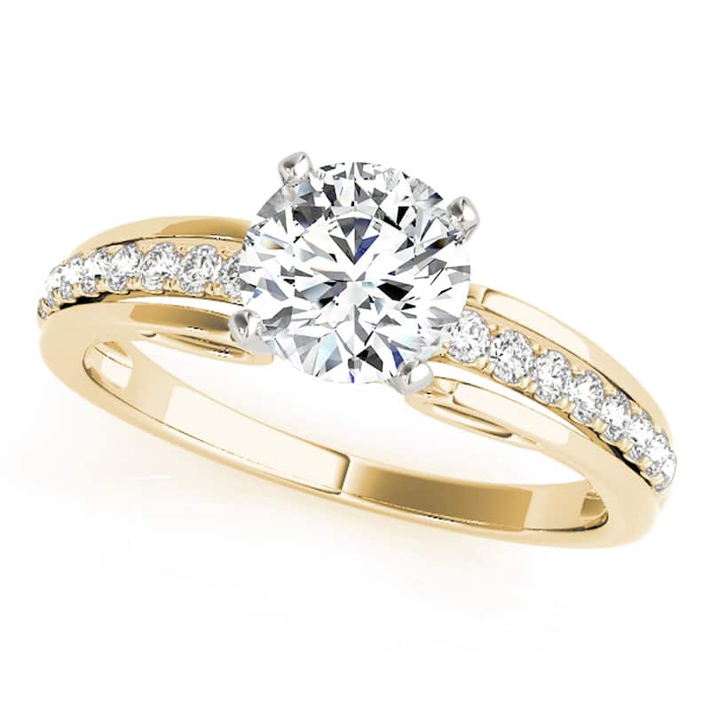Auriya 14k Yellow Gold Lab Grown Round Diamond Engagement Ring 0.50 to 5.00 ct. tw. (F-G VS) - 0.50 ct. center - 6