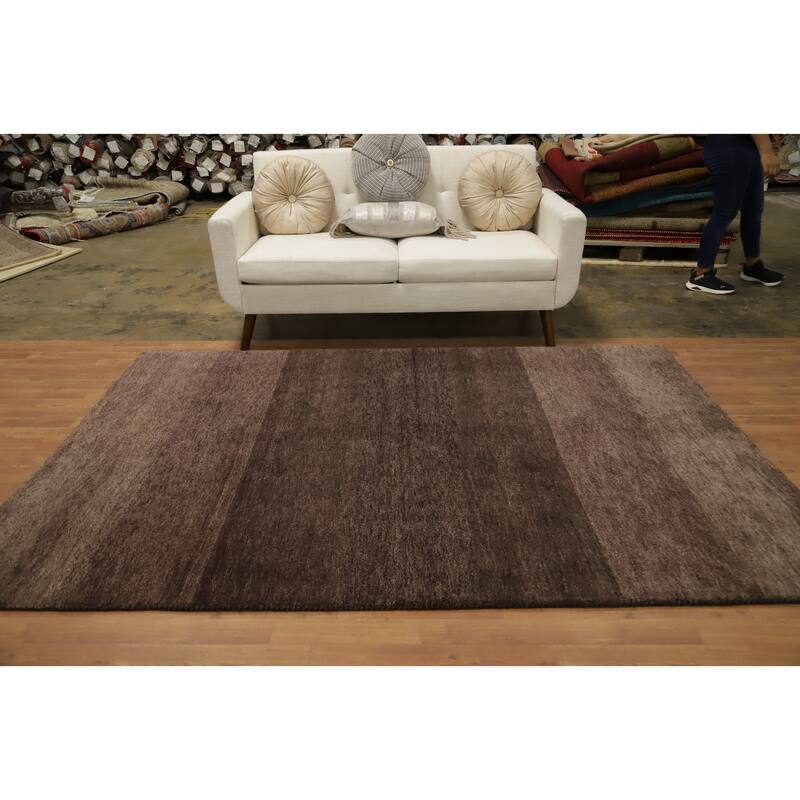 Hand Knotted Oriental 100% Wool Carpet Modern Modern Brown Gabbeh Area Rug - 7' 11'' X 5' 7''