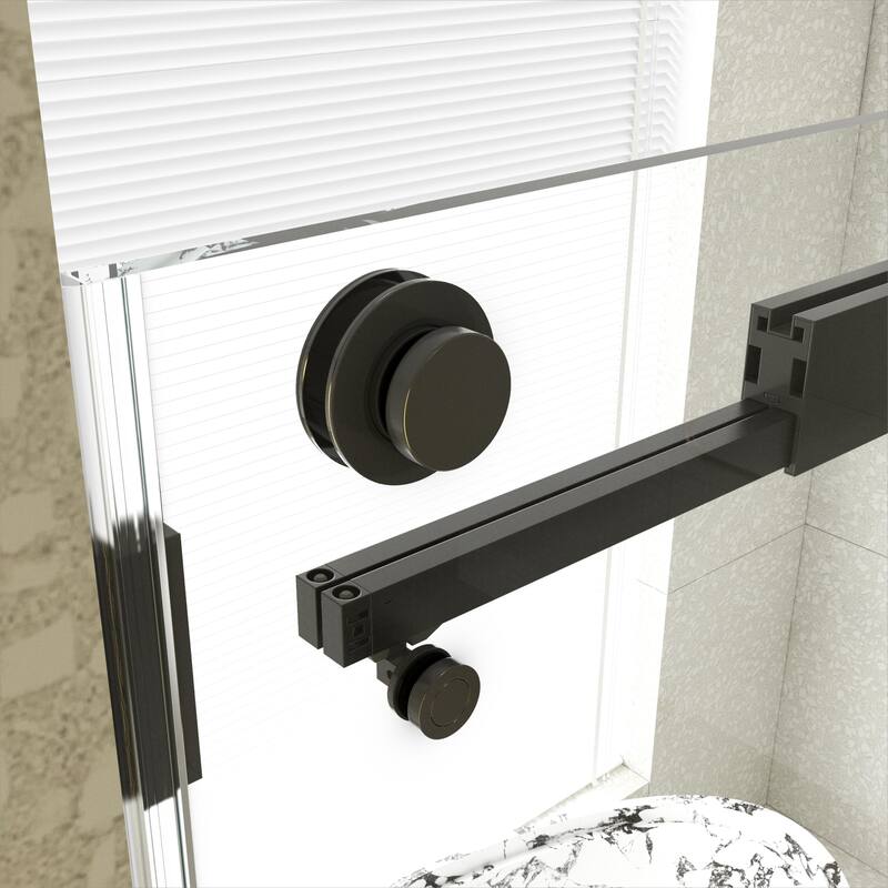 60''W x 76''H Frameless Double Sliding Soft-Close 3/8 inches Glass Shower Door in Brushed Gold/Nickel/Black