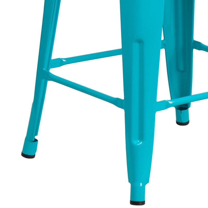 24" High Backless Metal Indoor-Outdoor Counter Height Stool w/Square Seat