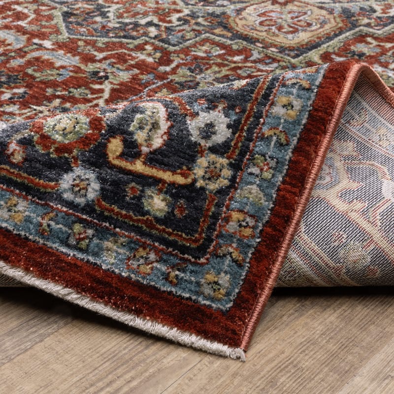Esme Traditional Medallion Red/ Blue Area Rug