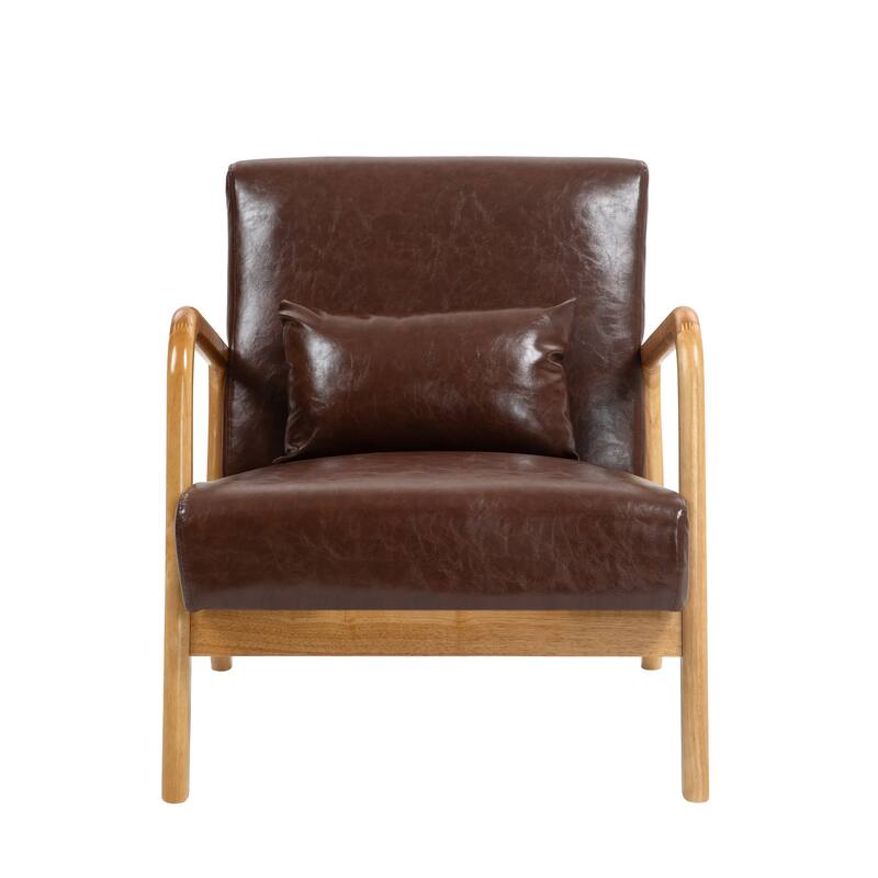 Mid Century Solid Wood Upholstered Accent Chair