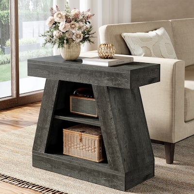 3-Tier End Table, Modern Side Table with Storage Shelf