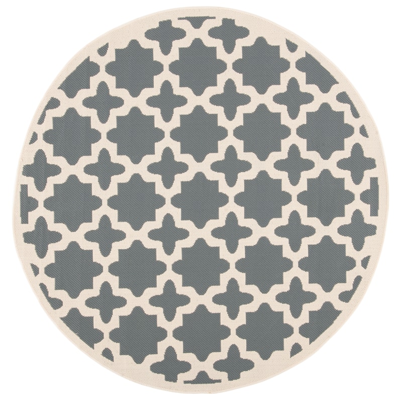SAFAVIEH Courtyard Dorthey Indoor/ Outdoor Waterproof Patio Backyard Rug - 4' Round - Anthracite/Beige