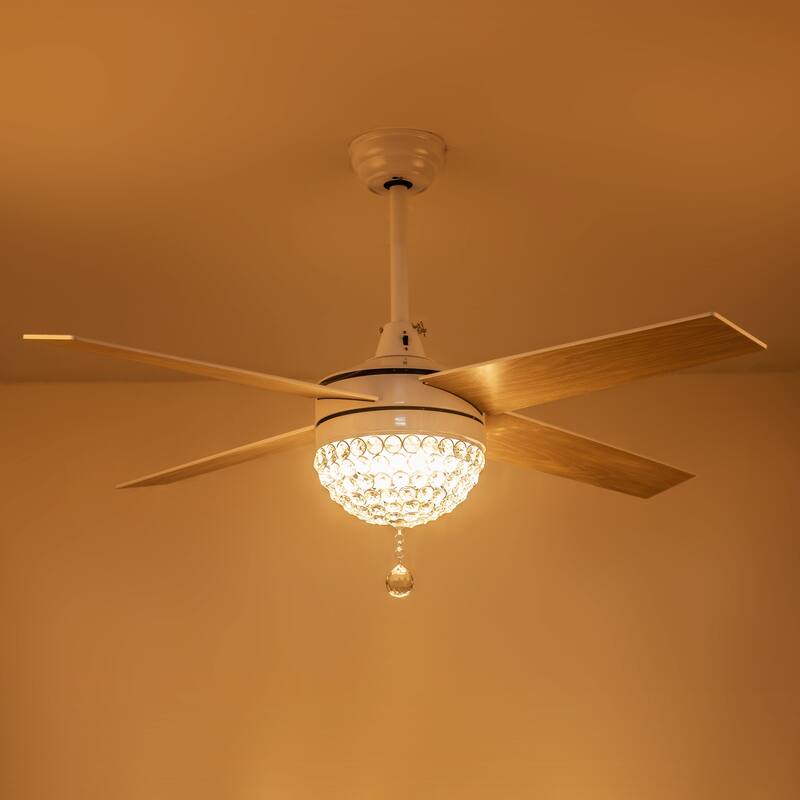 Bella Depot 52" Modern Crystal Ceiling Fan with LED Light, Reversible Ceiling Fan with Remote Control