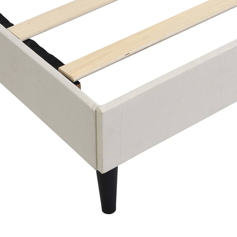 Platform Bed Frame with Fabric Upholstered Headboard