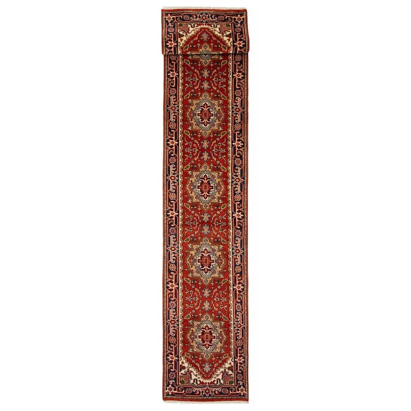 ECARPETGALLERY Hand-knotted Serapi Heritage Red Wool Rug - 2'6 x 25'9 - Red - 2'6 x 25'9