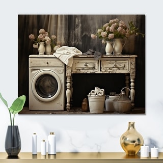 Designart "Farmhouse Laundry Charm II" Bath & Laundry Metal Wall Decor ...
