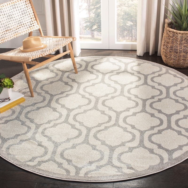 SAFAVIEH Amherst Yoshimi Modern Rug - 7' Round - Ivory/Light Grey