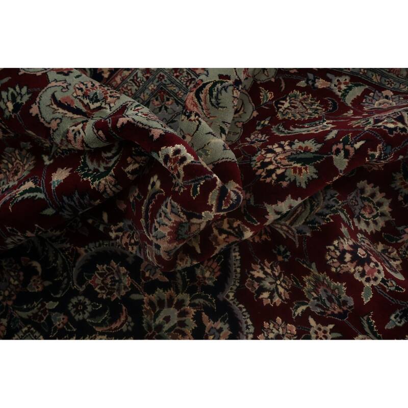 Hand Knotted Oriental 100% Wool Carpet Traditional Floral Red Kashan Area Rug - 10' 0'' X 8' 2''