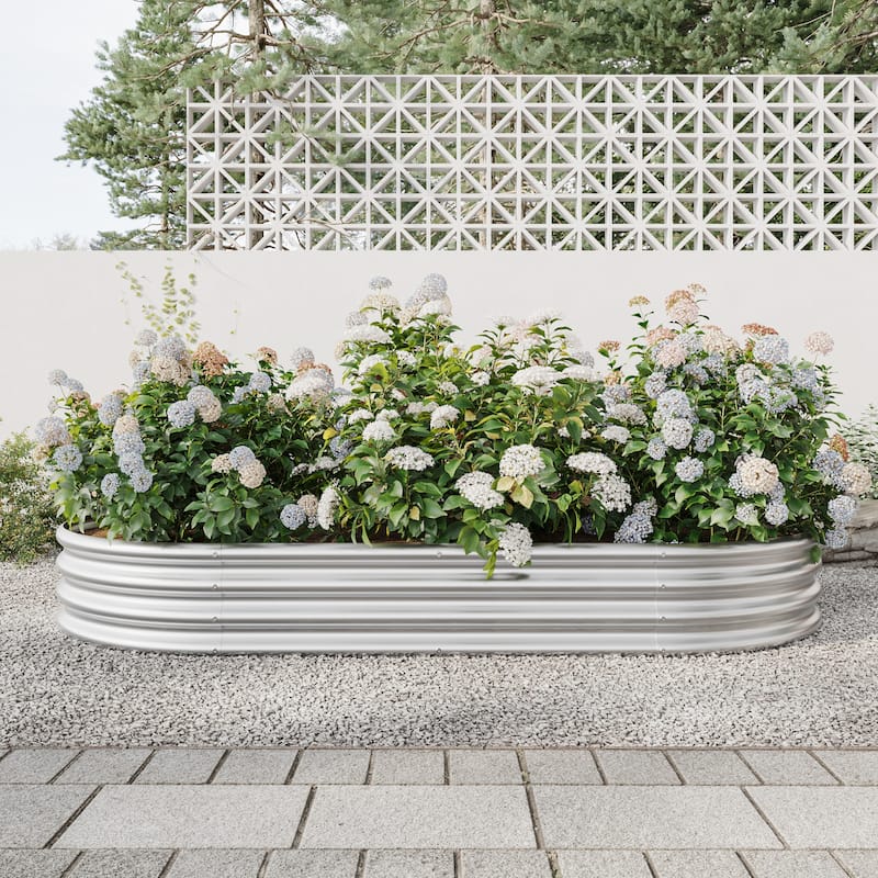 4x2x1ft Raised Garden Bed Kit, Galvanized Planter Raised Garden Beds for Outdoor for Vegetables,Flowers &Herbs, Heavy Duty - Silver