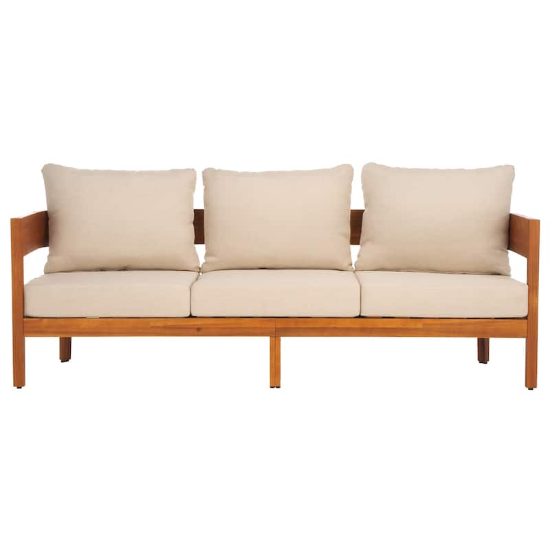 SAFAVIEH Outdoor Living Theo 3 Seater Sofa. - 76Wx30Dx25H
