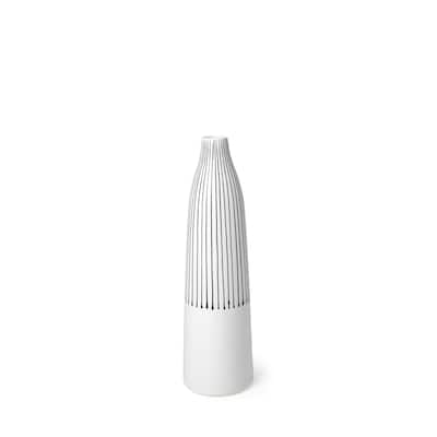 18" Black And White Abstract Cylinder Ceramic Table Vase - 18" x 5" x 5"
