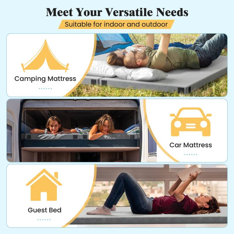 Goplus Memory Foam Camping Mattress with Anti-slip Bottom Travel Bag - See Details