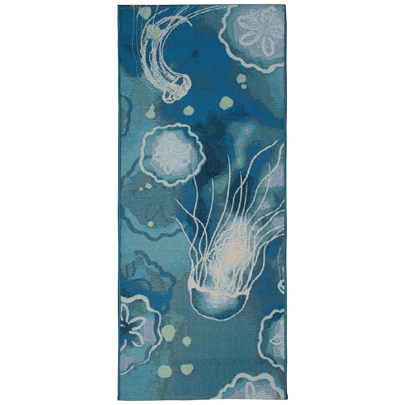Liora Manne Esencia Jelly Fish Indoor/Outdoor Mat - 1'11" x 4'11" - Bloom