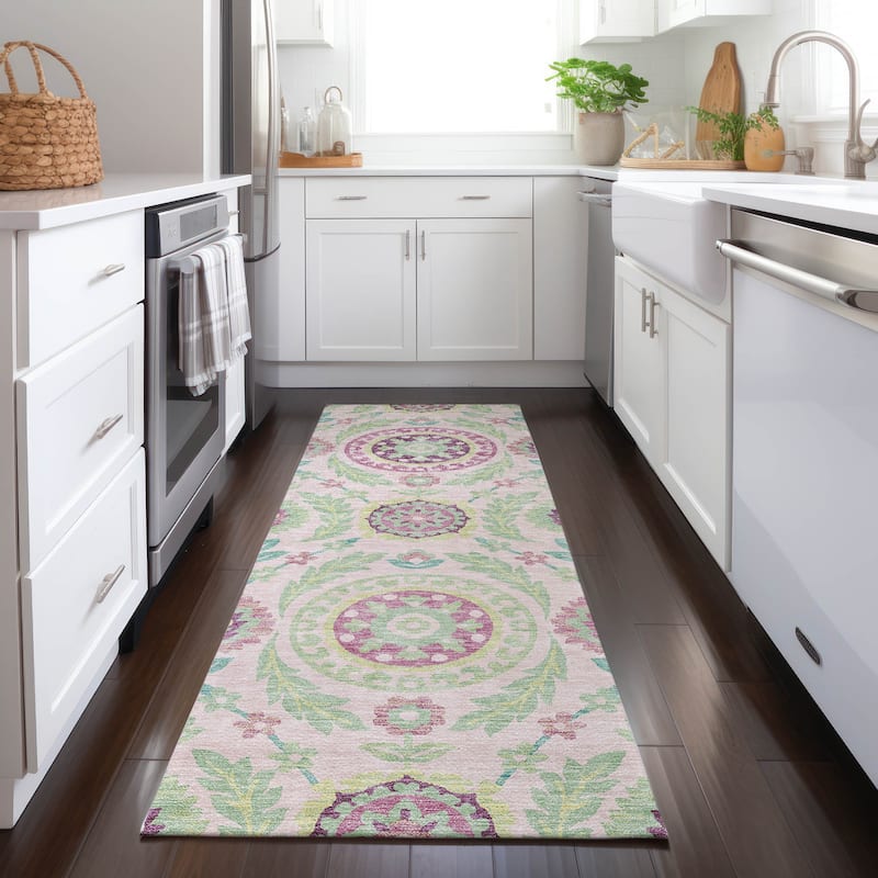 Machine Washable Indoor/ Outdoor Chantille Suzani Boho Rug