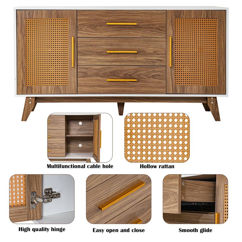 59 inch rattan storage cabinet