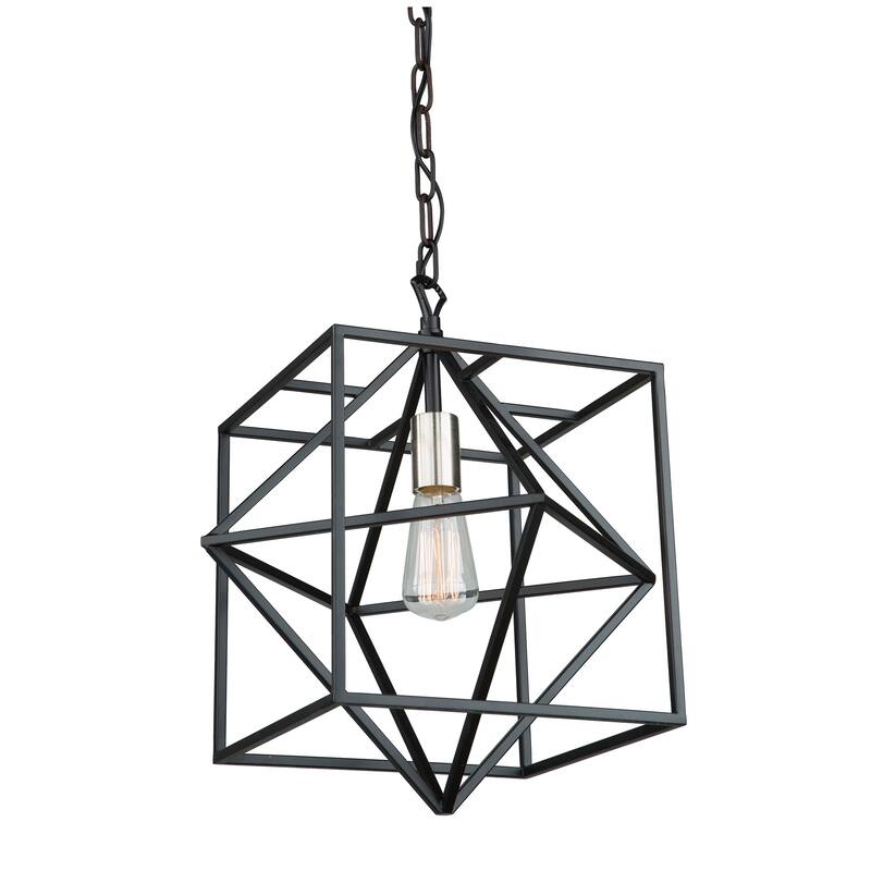 Roxton 1 Light Pendant - Matte Black & Polished Nickel