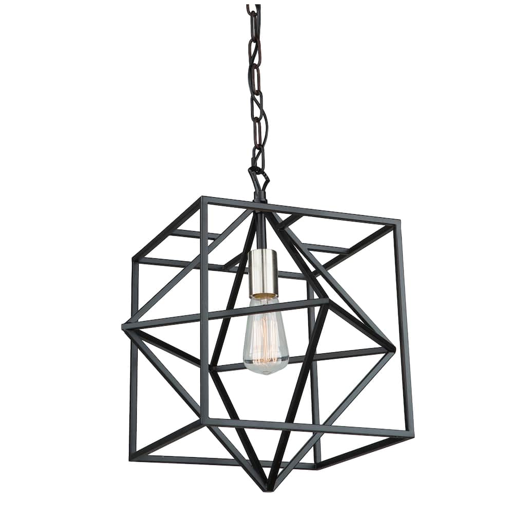 Roxton 1 Light Pendant - Matte Black & Polished Nickel