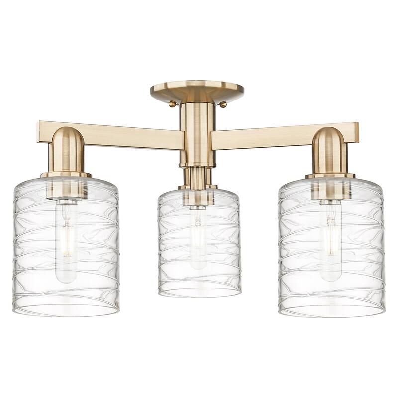 Innovations Lighting Endless Possibilities Arcadia - Cobbleskill - 3 Light 23" Semi-Flush Mount - Deco Swirl/Champagne Bronze