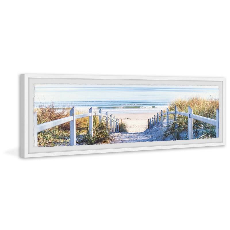 Coastal Beach Path Framed Painting Print - Home Decor Wall Art
