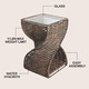 preview thumbnail 3 of 3, Suraya Bohemian Woven Swirl Square End Table with Glass Top, Open Storage Shelf, Hourglass Accent Side Table