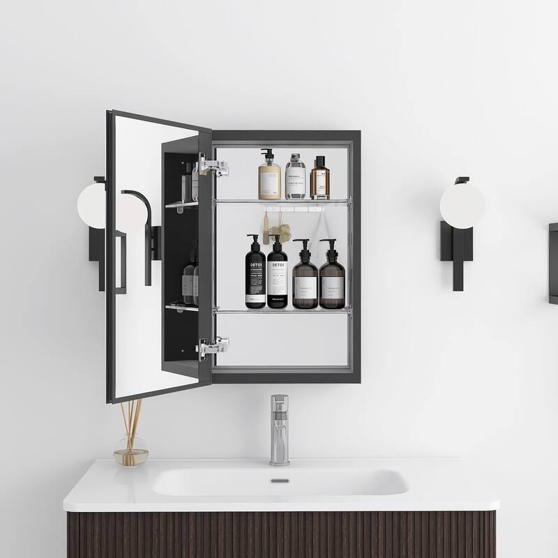 Rectangular Aluminum Medicine Cabinet with Mirror