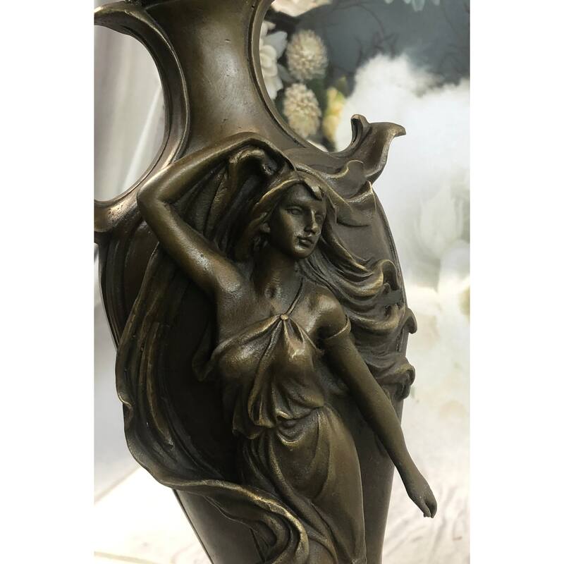 Signed Art Deco Sexy Woman By Cheret Bronze Sculpture Marble Base Figurine Deal