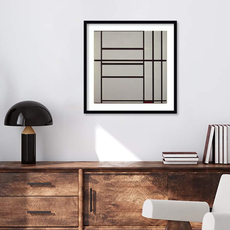 Composition No 1 with Grey and Red by Piet Mondrian Wood Framed Wall ...