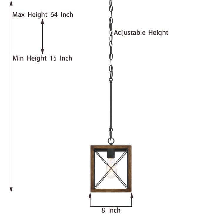 Acroma 1-light Farmhouse Rustic Rectangle Kitchen Island Pendant Light - 8 inches