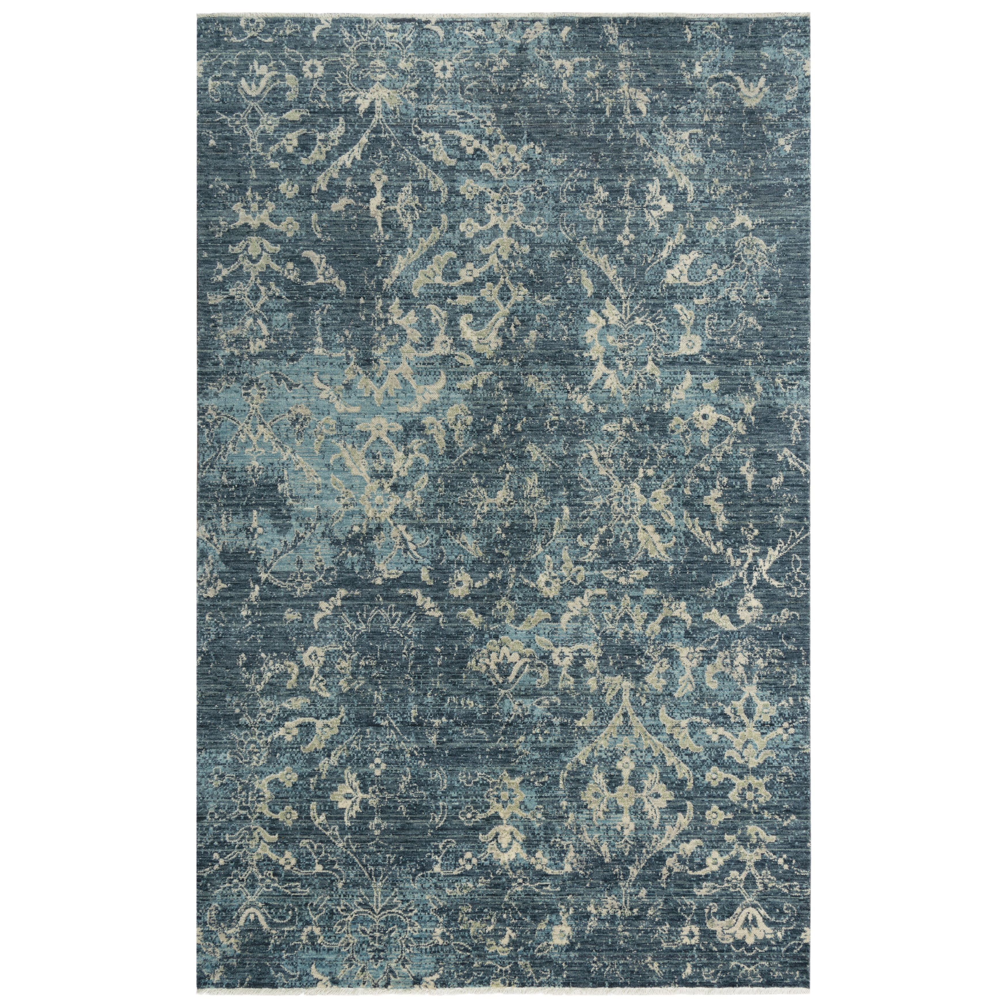 Alora Decor Intrepid Blue, Grey, and Ivory Distressed Classical Wool Rug