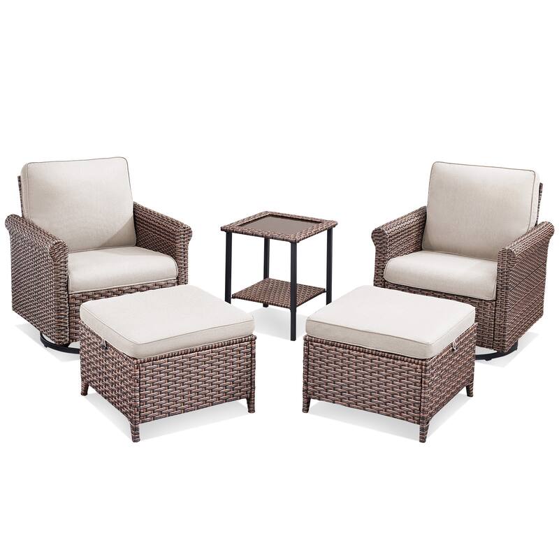 Pocassy Outdoor Sofa with Swivel Chairs Funiture Set