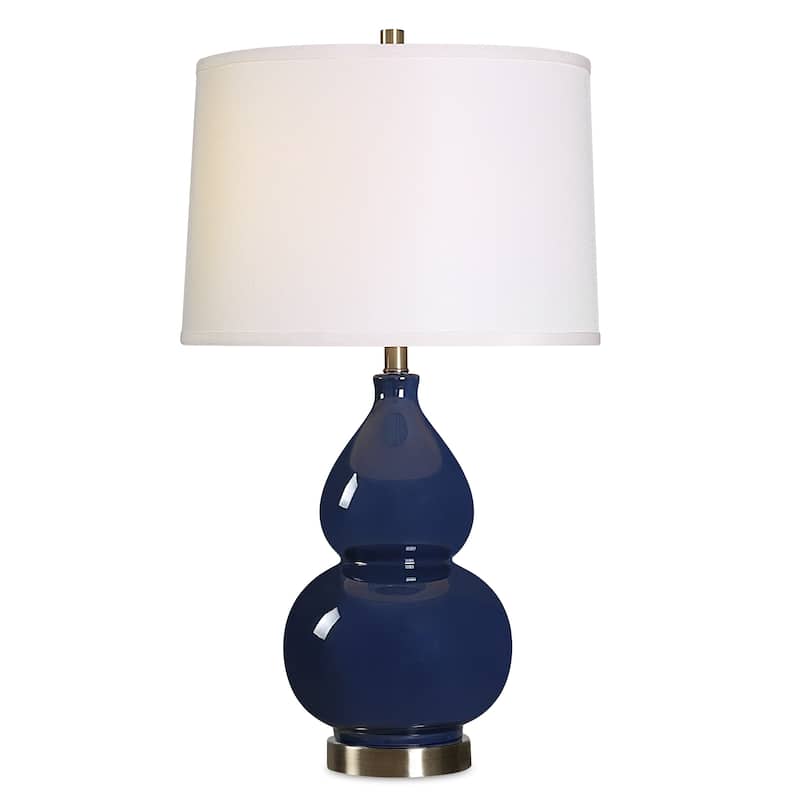 Strick & Bolton Ceramic Glazed Metal Table Lamp - Navy-Blue