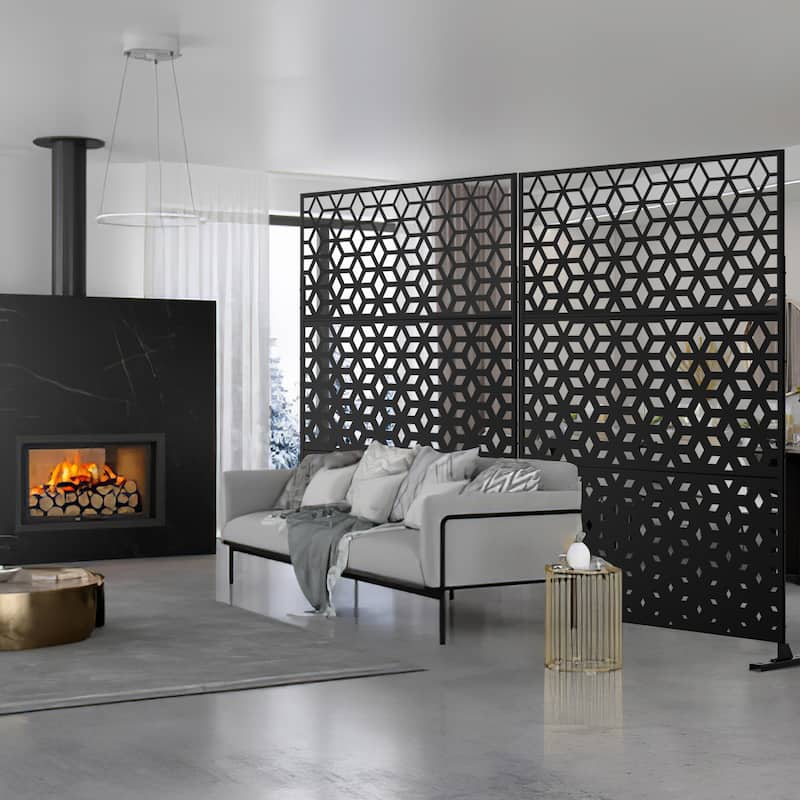 Metal Privacy Screen Wall Decoration Free Standing-6.3 ft. H X 4 ft. W