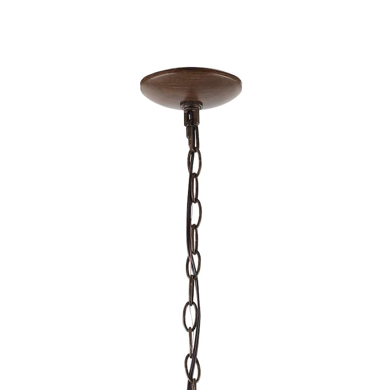 Atlas 29" 6-Light Rustic Midcentury Iron LED Chandelier, Brown by JONATHAN Y
