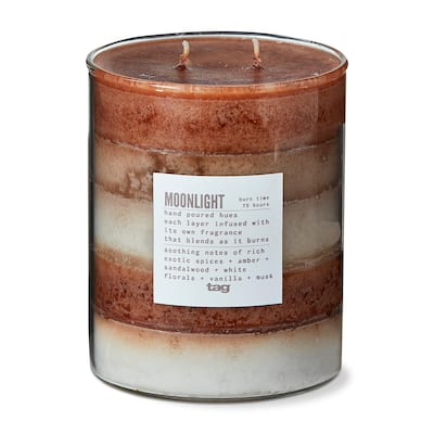 Moonlight Themed Scented Paraffin Wax Pillar Candle Large, Brown, 4x5 inch, Burn Time 75 Hours