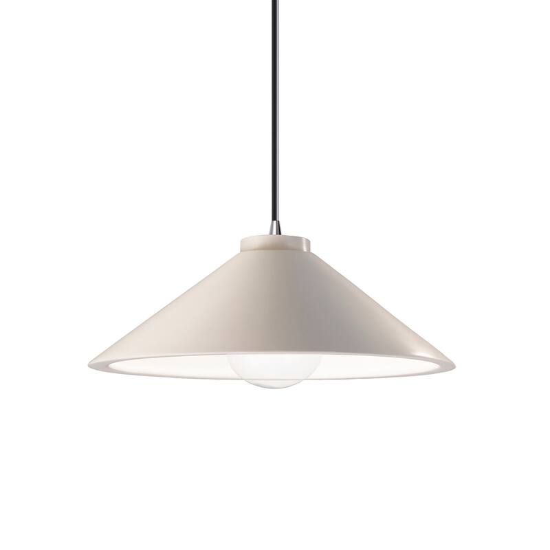 Justice Design Group Flare 1-Light Pendant - Matte White/Polished Chrome/Black Cord