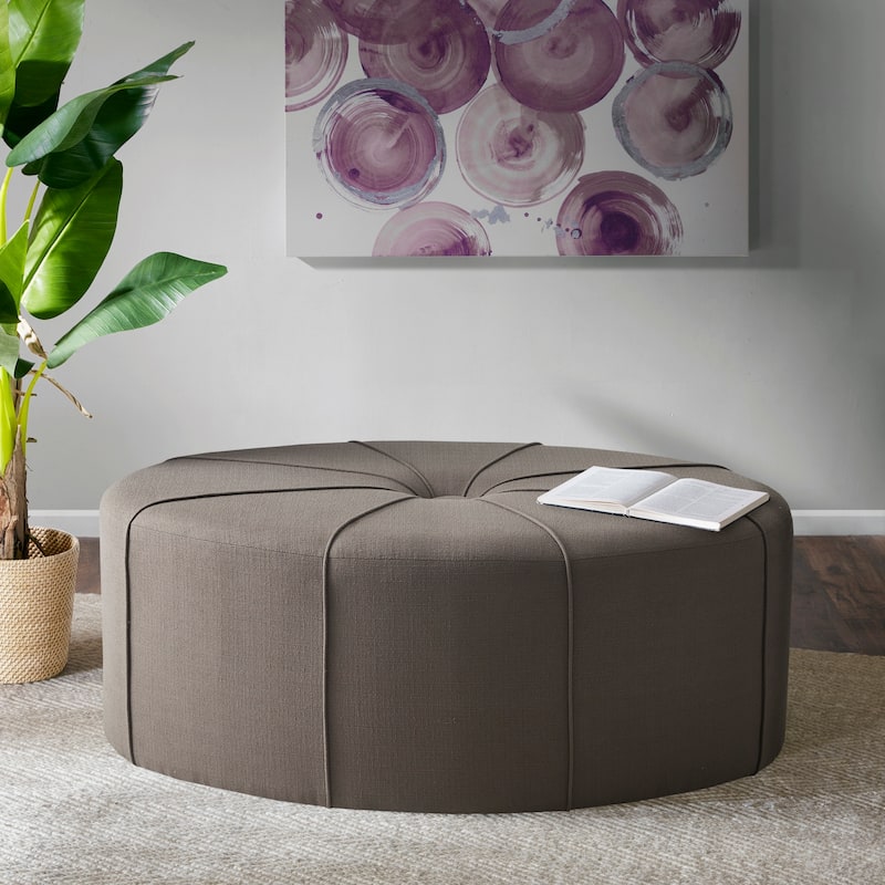 Madison Park Aberdeen Upholstered Tufted Oval Oversized Ottoman