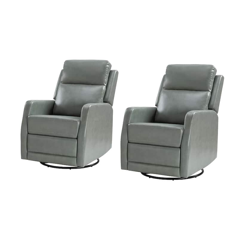 Esteban Modern Faux Leather Manual Rocking Swivel Recliner with Wingback Set of 2