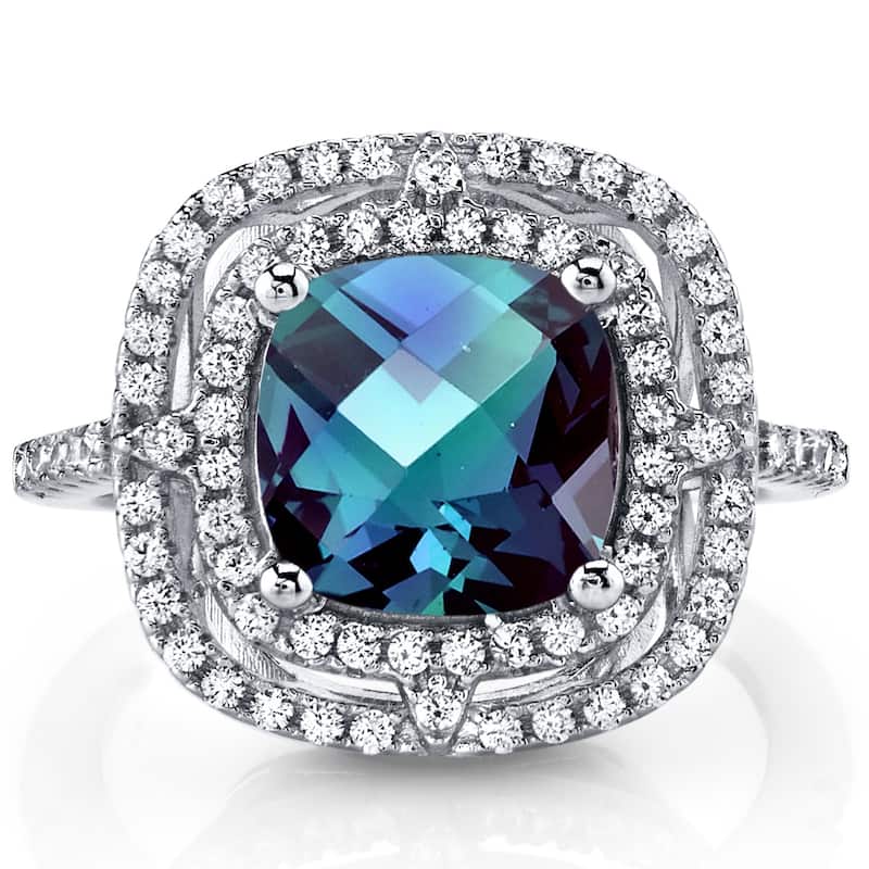 Sterling Silver 3 ct Color-changing Alexandrite Cocktail Ring