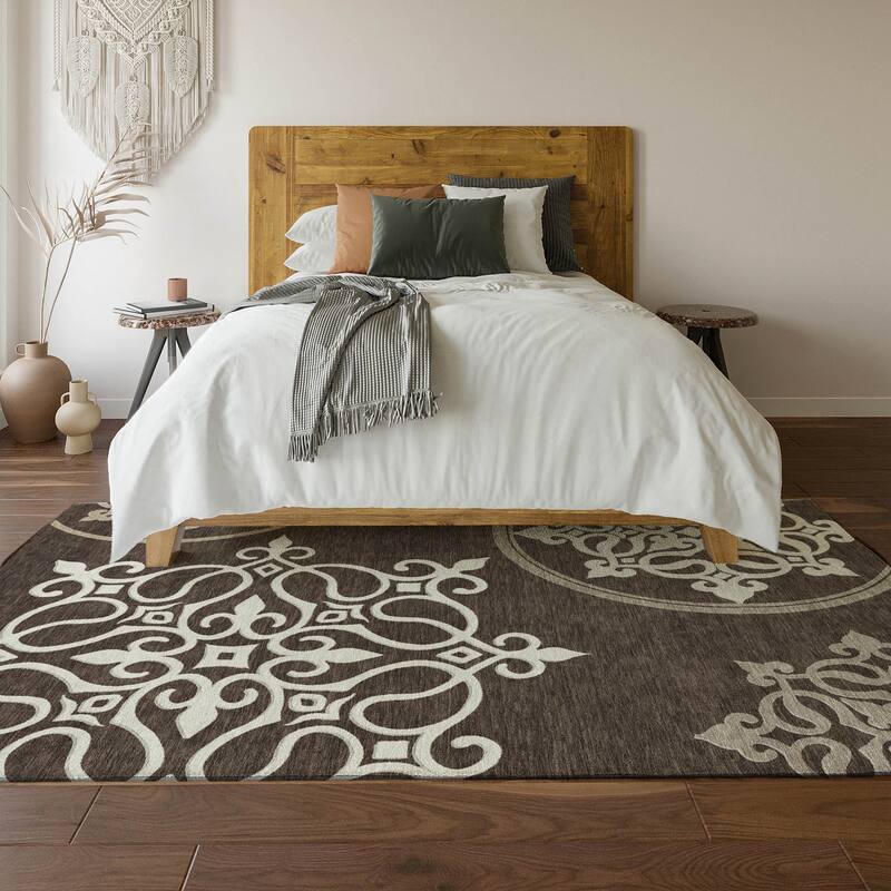 Premium Washable Super Soft Transitional Scroll Mayfield Rug