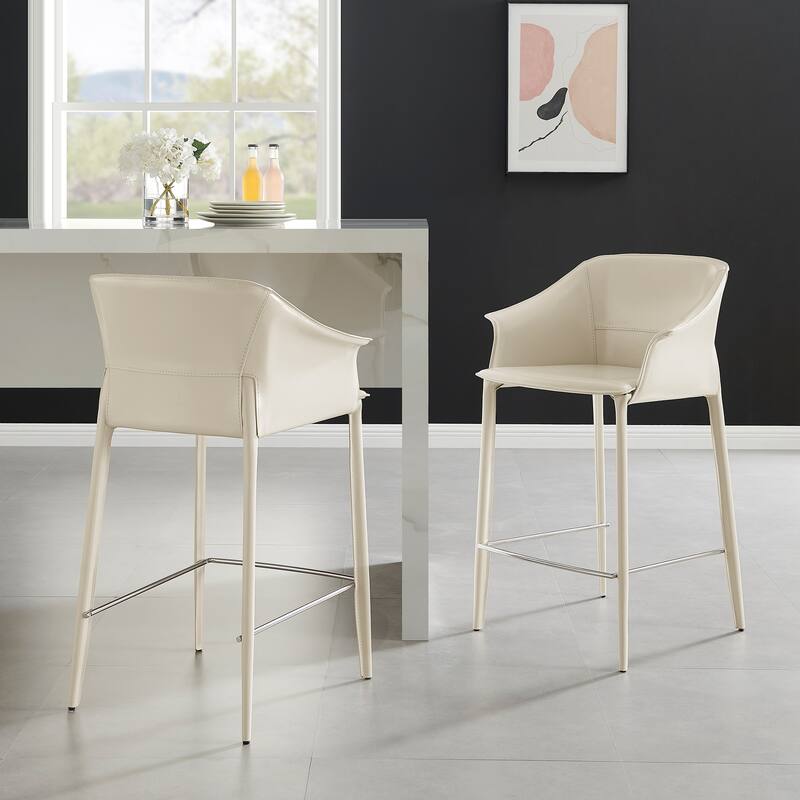 NPD Furniture Callie Recycled Leather Counter Stool - Vanilla