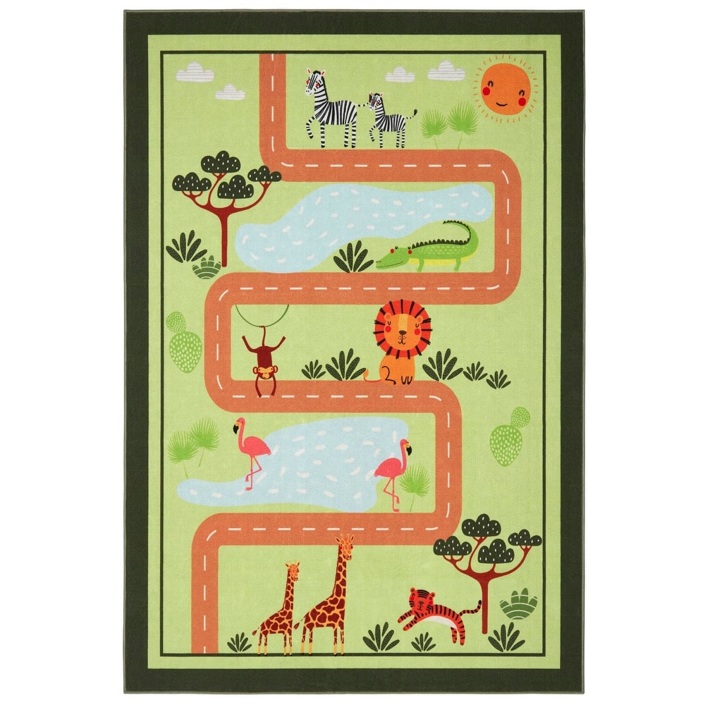 Everwash Imagine Jungle Road Kid's Washable Area Rug