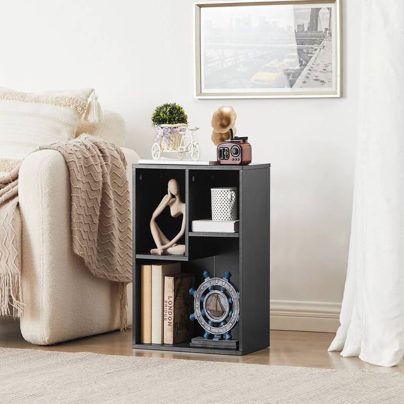 VECELO Three Open Cube Wooden Bookcase Organizer, Nightstands/small bookcase