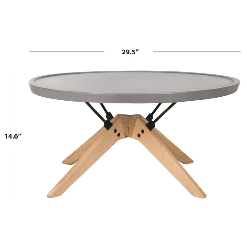 SAFAVIEH Elizabeta Dark Grey Modern Concrete Round Indoor/ Outdoor Coffee Table - 29.5" x 29.5" x 14.6" - 30Wx30Dx15H