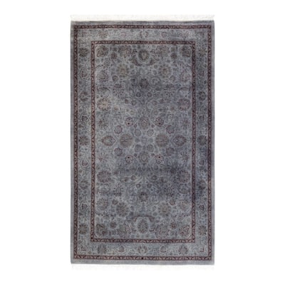 Overton Hand Knotted Wool Vintage Inspired Modern Contemporary Overdyed Gray Area Rug - 3' 1" x 5' 4"