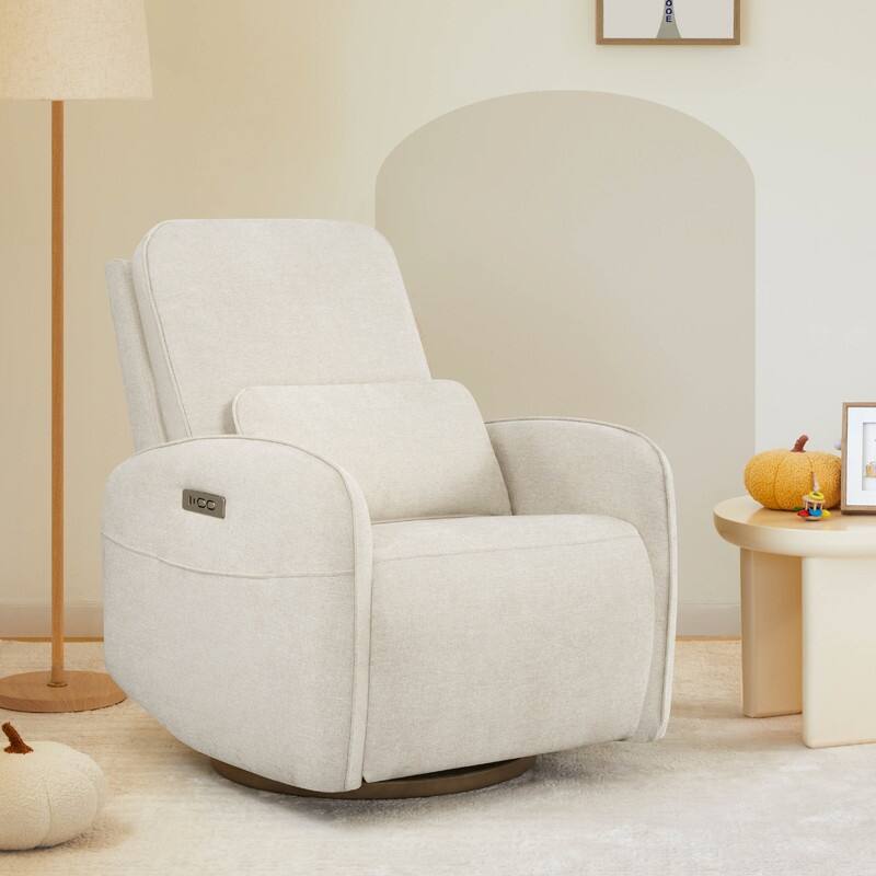 Spruce & Spring Power Swivel Recliner Chair Nursery Glider with Lumber Pillow