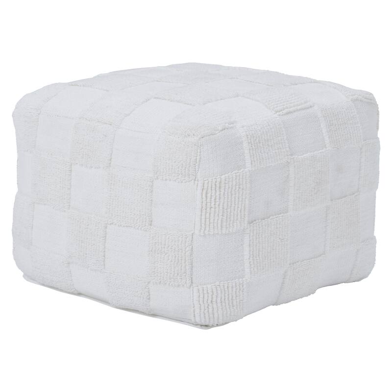 Renwil Payne Indoor 100% Cotton Pouf, Ivory