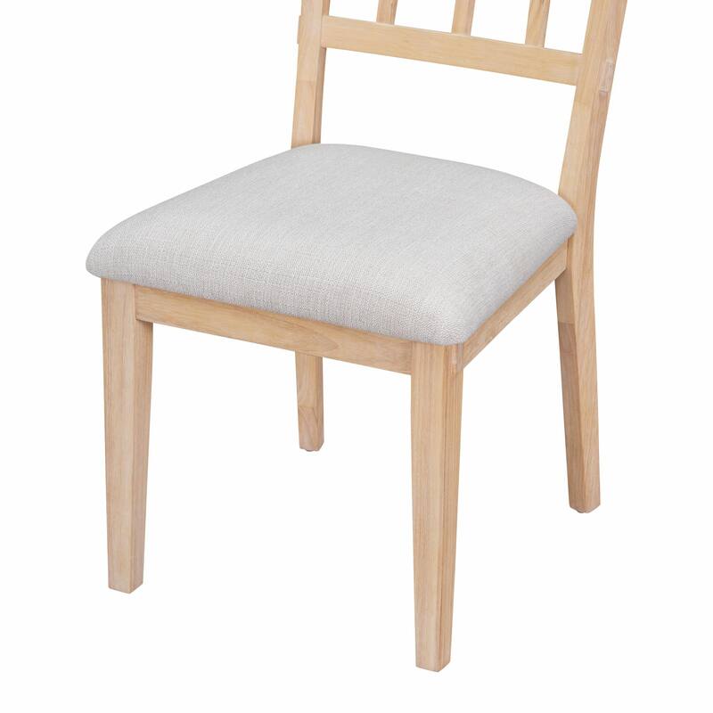 5-Piece Rustic Charm Round Dining Set - 3 Upholstered Chairs with Curved Bench