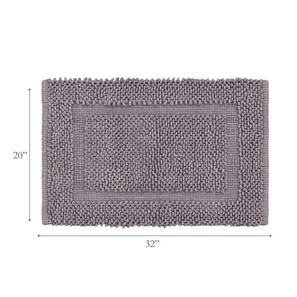 dimension image slide 25 of 30, Sophie Border Ultra-plush Chenille Non-Slip Cotton Bath Mat